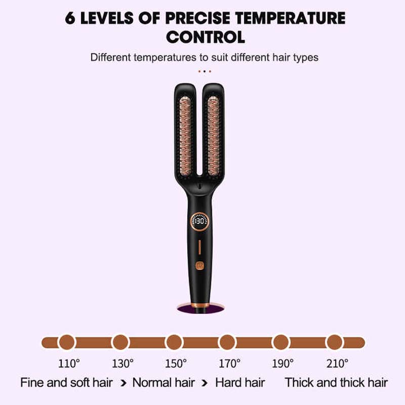 Cepillo alisador de pelo eléctrico Anti Frizz con pantalla Digital Lcd placa calefactora doble peine alisador de pelo de calentamiento rápido