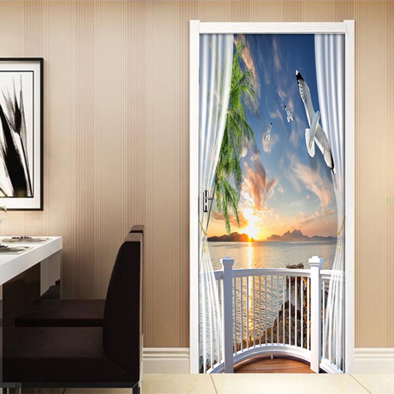 Pegatinas de PVC autoadhesivas para puerta de ventana exterior, pegatina de PVC impermeable para decoración de puerta de sala de estar