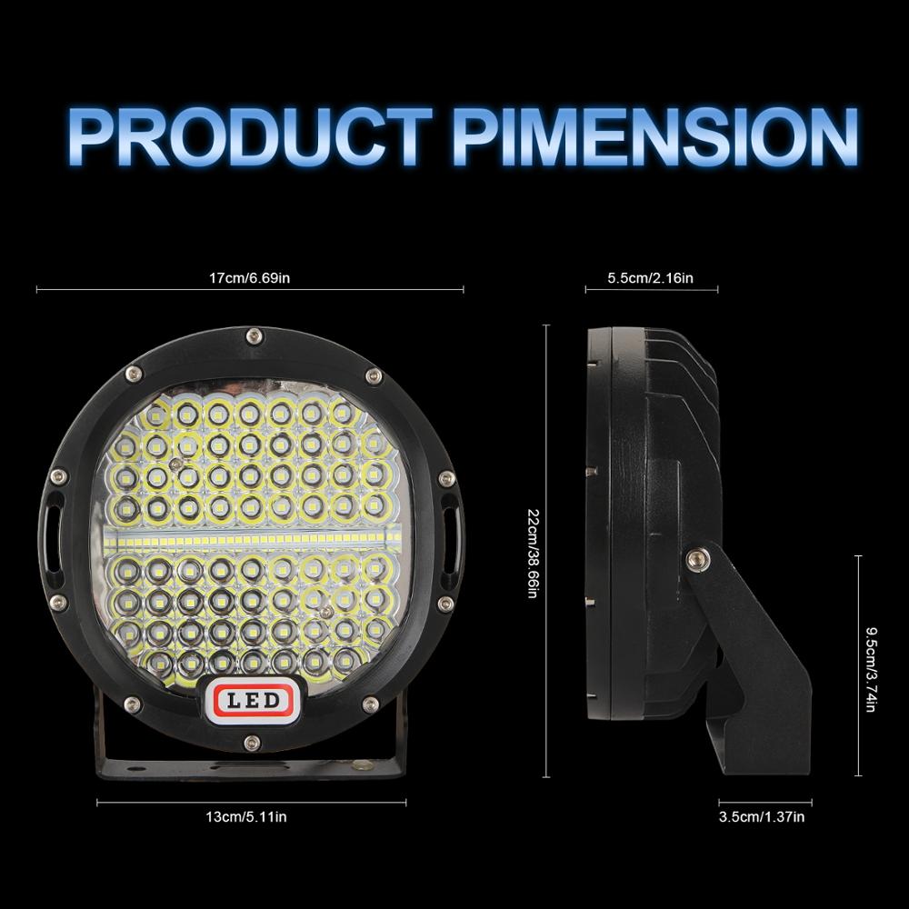 Barra de luz LED de trabajo todoterreno, foco redondo de 7 pulgadas, 300W, 105W, 4x4, 4WD, ATV, UTV, SUV, Lámpara de trabajo para coche, 4WD, 4x4, camión, todoterreno