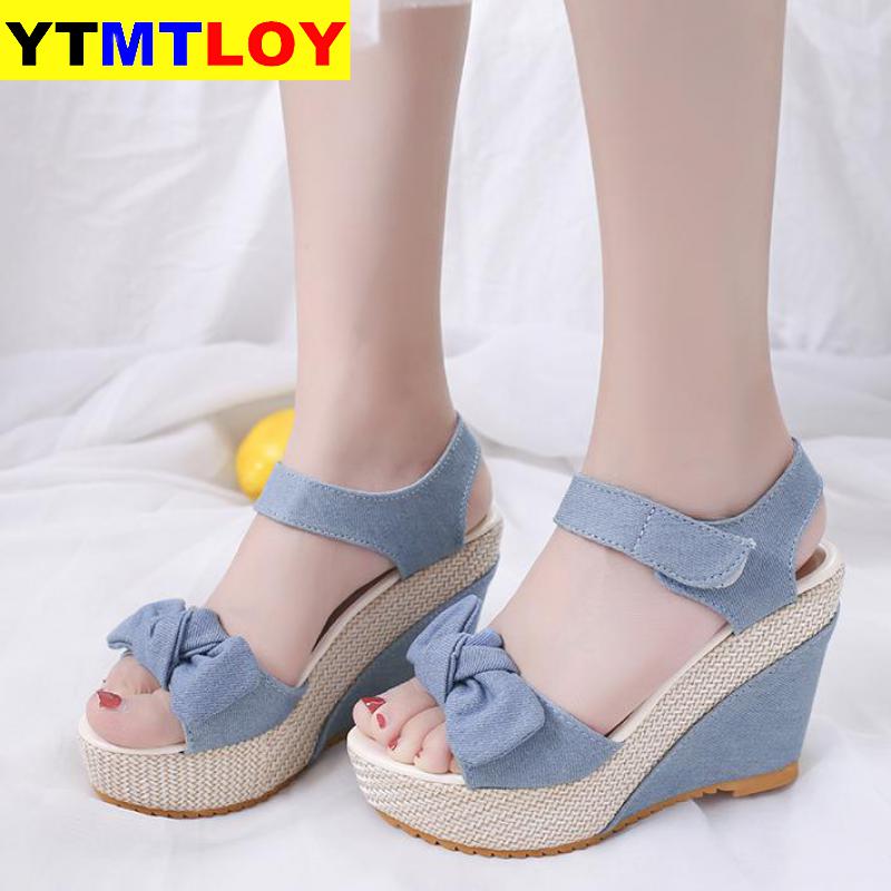 Vrouwen Schoenen Platform Sandalen Peep Toe Wiggen Enkel Gespen Sandalia Espadrilles Vrouwelijke Casual Leisure Enkelband Hoge Hakken