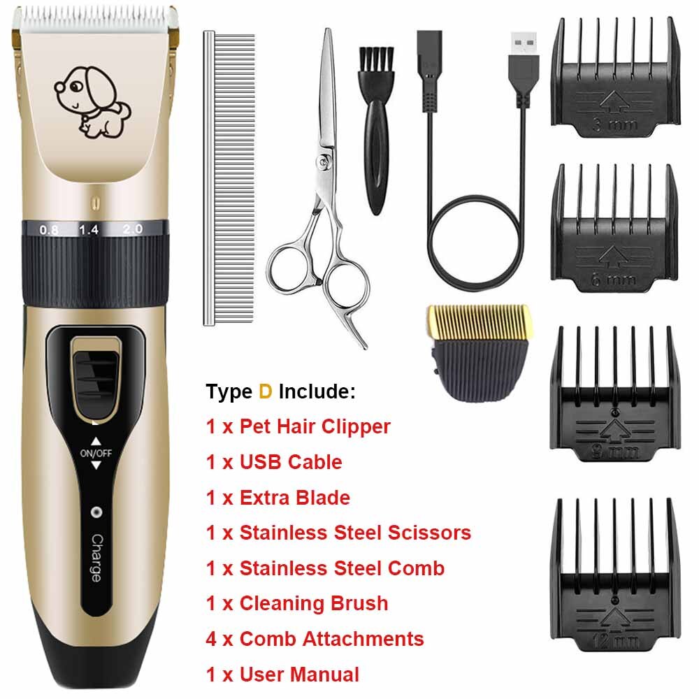 Elektrische Hond Haar Trimmer Usb Opladen Huisdier Tondeuse Oplaadbare Low-Noise Kat Hair Remover Grooming Haar Snijder Machine: Type D