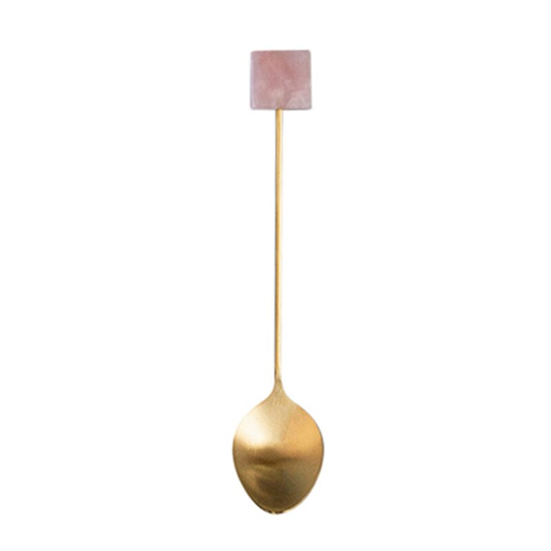Stainless Steel Coffee Small Stirring Spoon Simple Acrylic Gold-plated Geometric Shape Dessert Spoon: P2