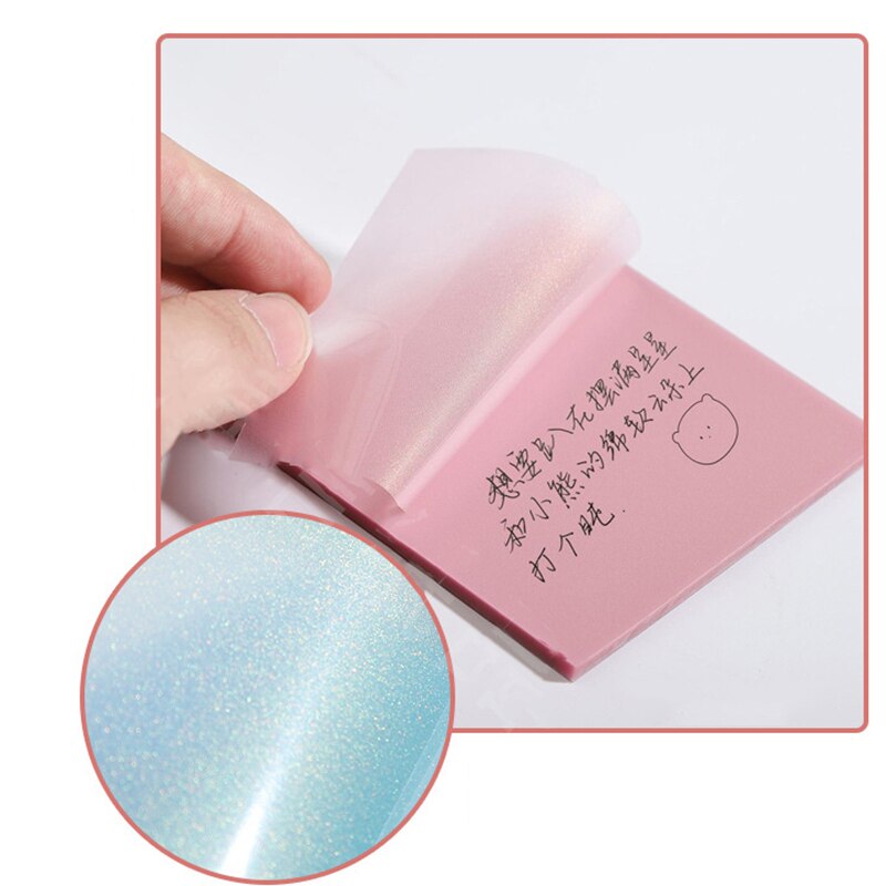 50 Sheets Transparent Sticky Note Pads Waterproof Adhesive Memo Notepad School Office Supplies Stationery