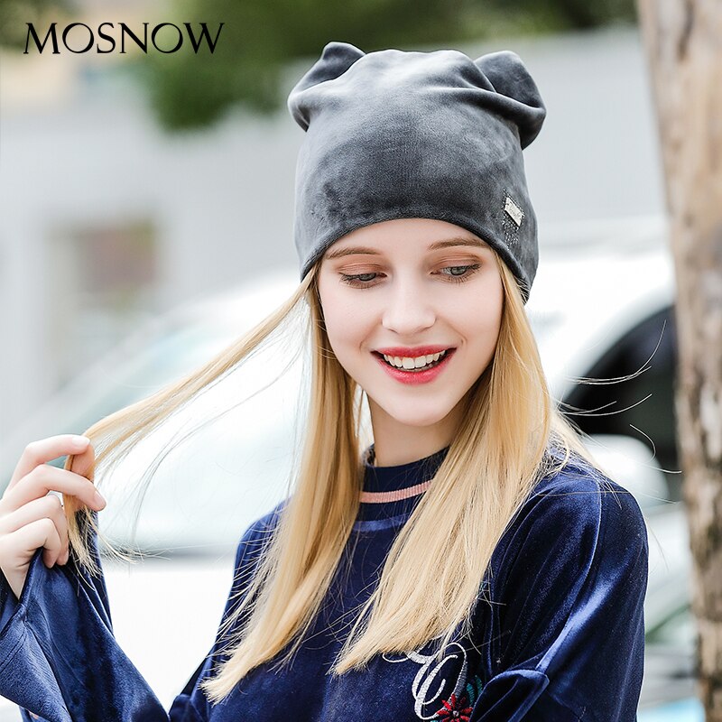 Wintermutsen dames muts effen kleur zacht voor de herfst fluwelen flanellen muts casual schattige strik voor meisjes skullies pet