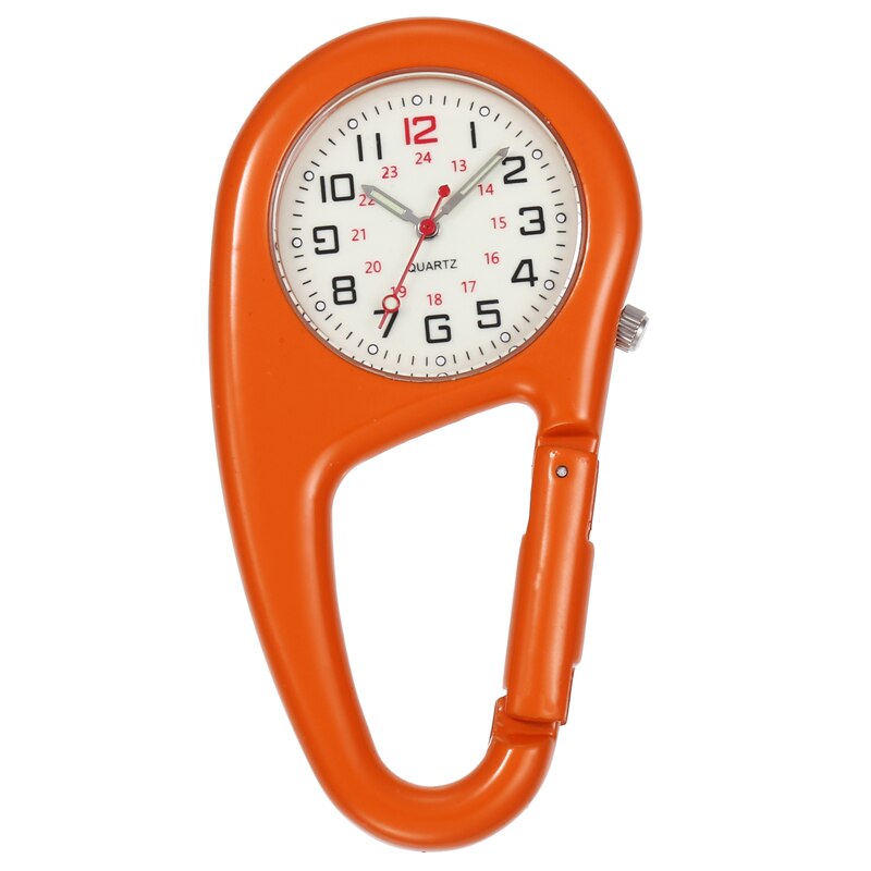 Outdoor Round Dial Arabic Numbers Quartz Analog Clip Carabiner Hook Watch pocket watch Strong luminous FOB watch