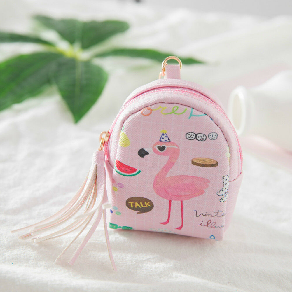 Leuke Vrouwen Mini Coin Kwasten Flamingo Wallet Card Purse Bag Keys Pouch: 6