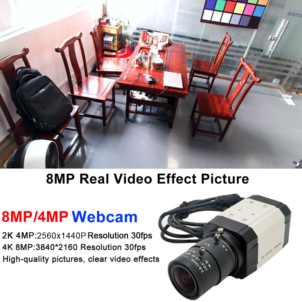 HD 5-50 mm varifocale lens Industriële 4K 8MP IMX415 HD USB Webcam 2K 4MP F5253 Sensor PC Video Live Onderwijs USB Camera Plug Play