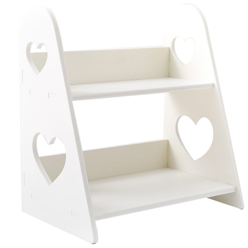 White DIY desktop organizer shelf holder cosmetics and stationery holder double-deck desktop shelf: Default Title