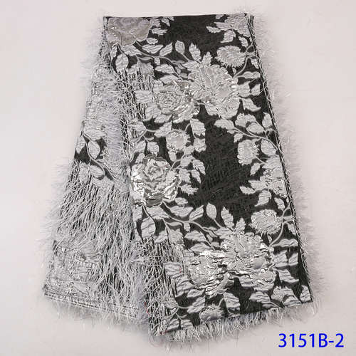 Groene brokaat kantstof franse borduur tule net nigeriaanse brokaat kantstof voor afrikaanse bruiloft feest vrouwen  ya3151b-7: Foto 2