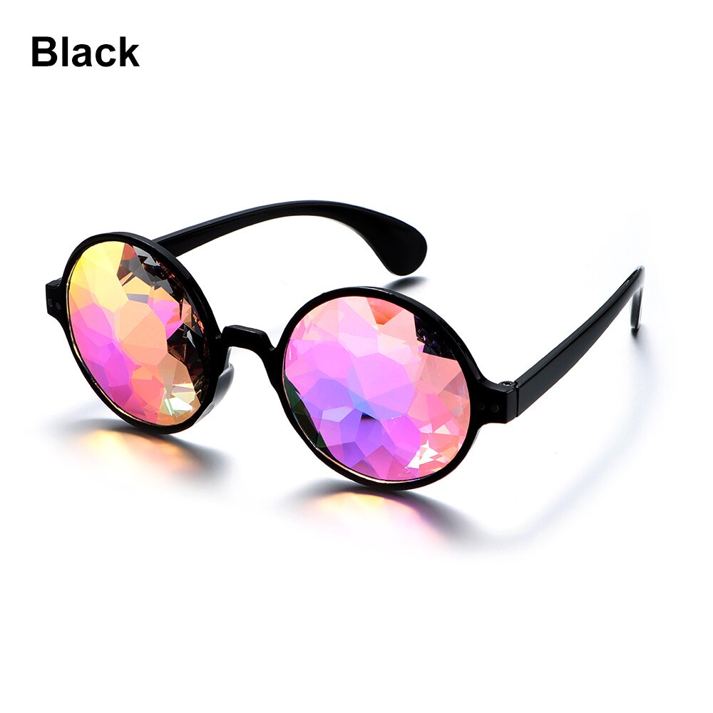 Kaleidoscope Glasses Rainbow Prism Diffraction Crystal Lenses Sunglasses Festivals Eyewear for Party Night Club Costume: Black