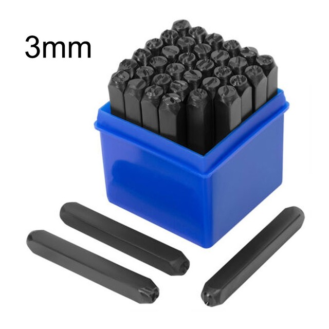 Troquel de acero para estampado de números y alfabeto, Kit de prensado de letras y sellos digitales para cinturón de Metal, herramienta de artesanía de cuero, 36 Uds.: 3mm