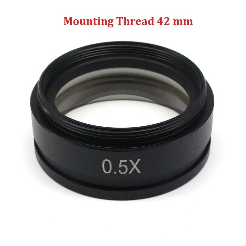 0.5x barlow objektiv linse arbejdsafstand 160 mm hjælpelinse f/ stereomikroskop m/ monteringsstørrelse  m42 m48 m50 m52 x 0.75mm: Monteringsgevind 42mm