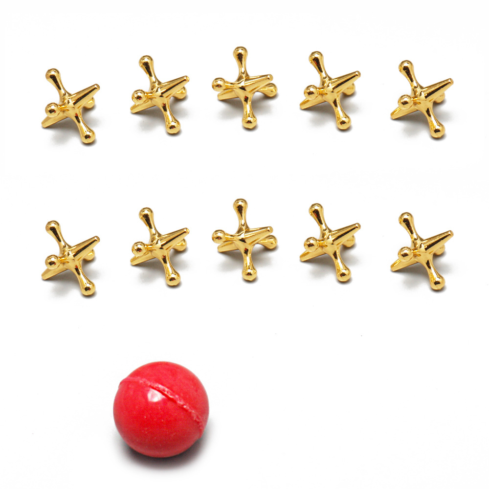 Classic Metal Jacks Set with 1 Balls - 10pc Retro Game, Durable, Enhances Coordination, Ideal for All Ages