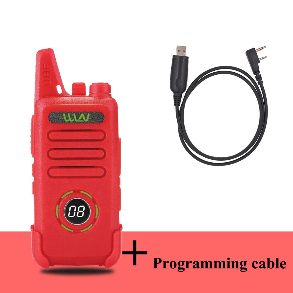 WLN – Mini talkie-walkie UHF 400-470 MHz, 5W avec 16 canaux, Radio bidirectionnelle, vision améliorée pour KDC1plus: Red with Cable