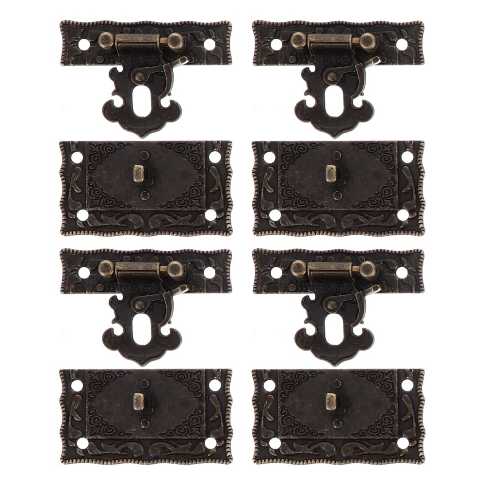4 Pcs Cabinet Hasps Box Packing Box Locks Wooden Case Locks (Bronze,)