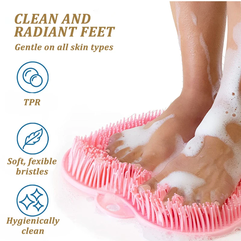 Silikon-Rückenbürste für das Badezimmer, rutschfeste Fußwaschbürste mit Saugnapf, Bademassage-FußPeeling-Bürste, Fußschrubber