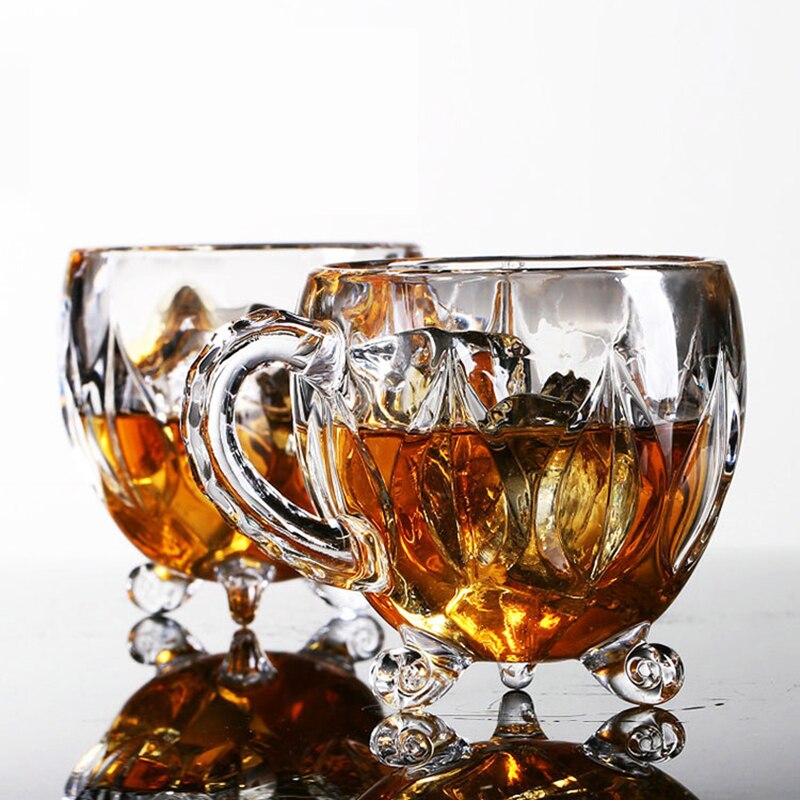 210ml kristallglas te kaffe vatten kopp transparent kopp hem mjölk blomma te juice glas koppar mugg med handtag för