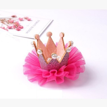 Lovely lace crown rose bear decorative accessories with hair clip pearl princess crown