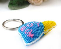 Dekoration bil nøgleringskæde tilbehør stemplet håndværk diy trykt korssting-sæt broderi sting-perle håndarbejde  y099-100: Y099