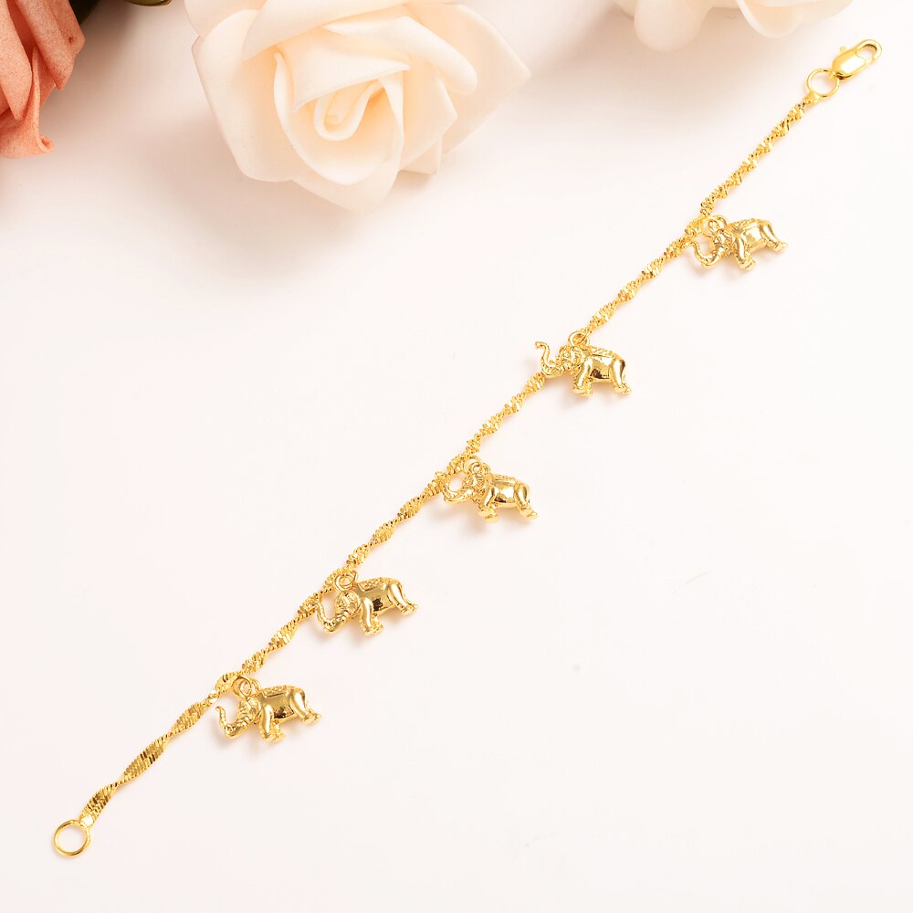 Bracelet en forme d'éléphant doré pour filles et femmes, chaîne à main, articles arabes, meilleur , 8.26 pouces