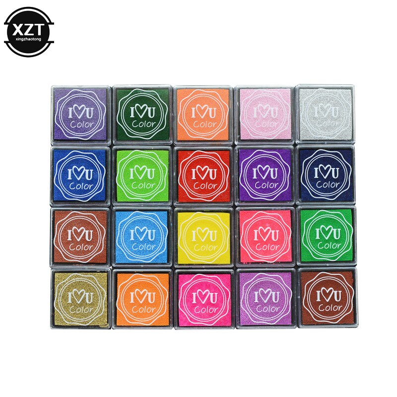 20 pcs/lot Cute Cartoon DIY ink Pad Plastic Stamp Fingerpaint Finger Paint Inkpad for Scrapbooking Decoaration 20 Colors