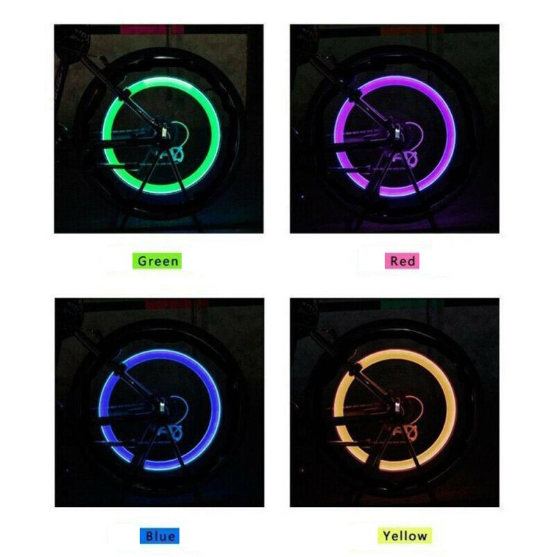 2Pc Fietsverlichting Wheel Spoke Lamp Led Fiets Ventiel Lichten Tyre Tire Flesdop Fiets Licht Fiets Accessoires