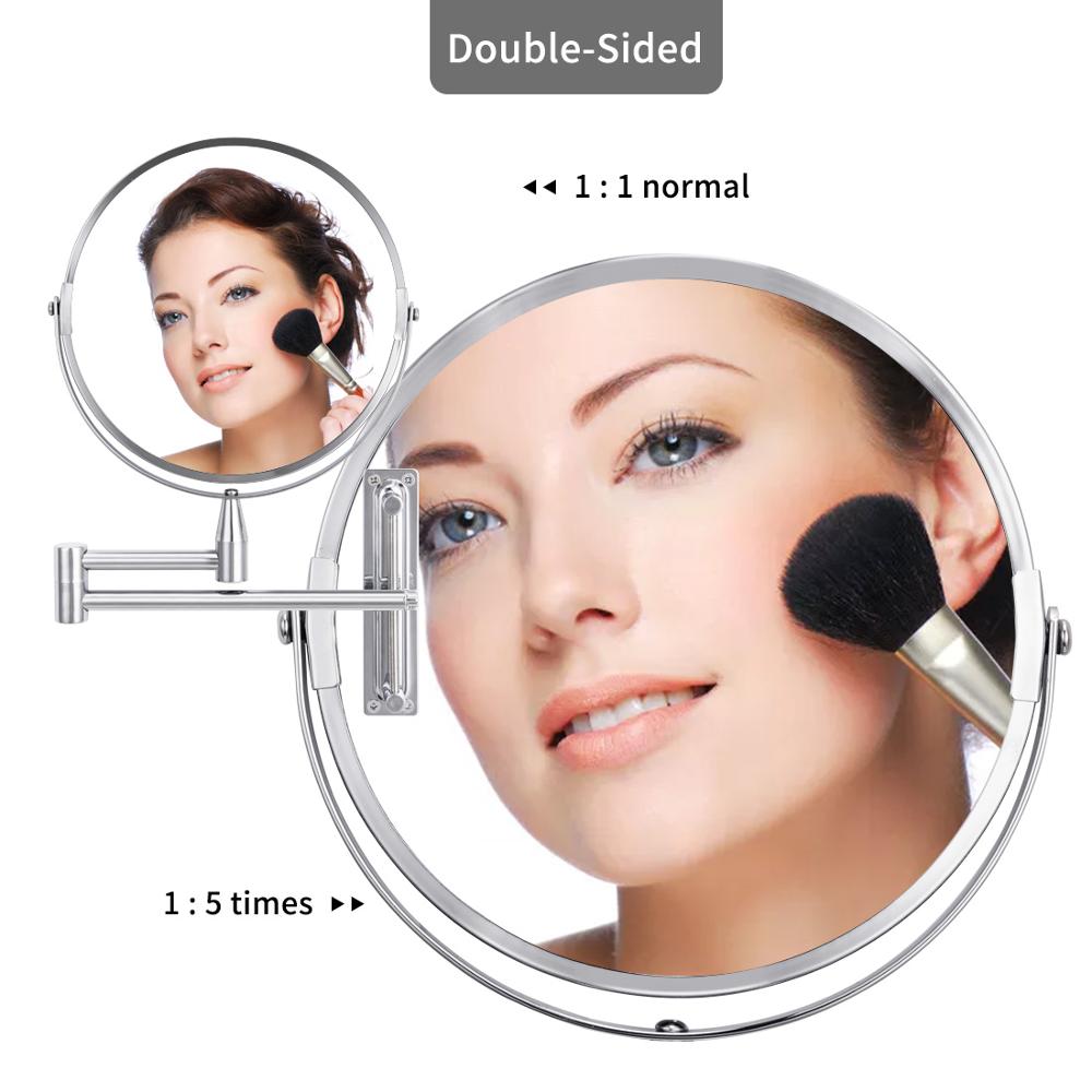 Uitschuifbare 8 inch 1 x 5x vergrotende badkamerspiegel slimme spiegel make-up wandspiegel badkamerspiegelkast