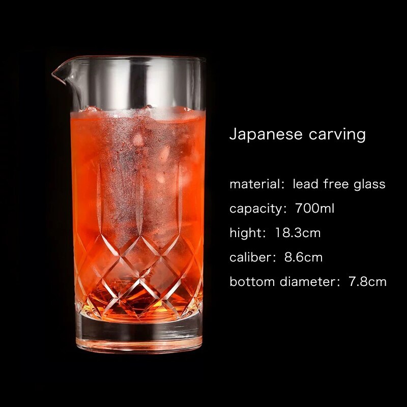 Bar Soul Mixing Cup Lead Free Glass Carving Style Hand Carved Cocktail Glass Bartender Cocktail Cups Barware: 700ml Japanese style