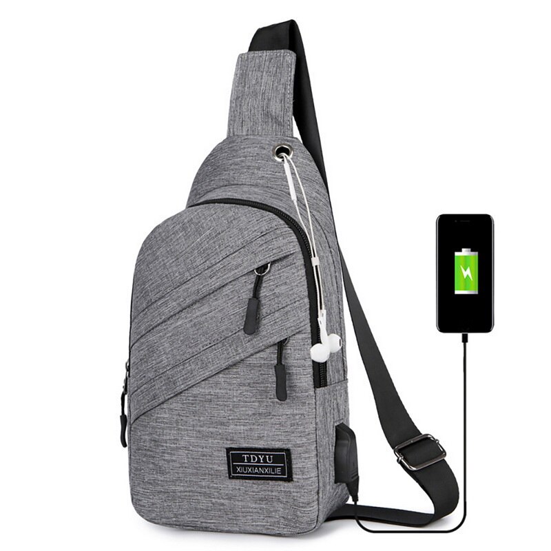 Male Women Nylon Waist Packs Sling Bag Crossbody Outdoor Sport Shoulder Chest Daily Picnic Canvas Messenger Pack Bolsa: gray B