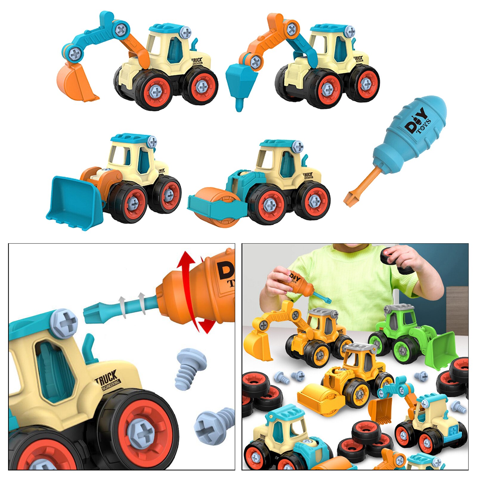 4x Creatieve Laden Lossen Techniek Vrachtwagen Onderwijs Speelgoed Model Voor Jongen