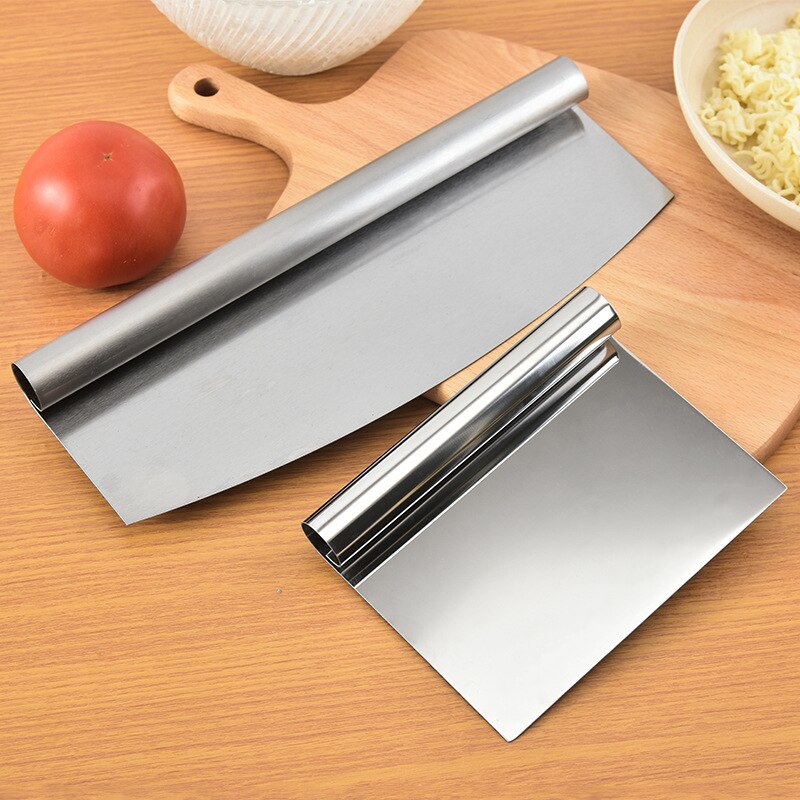 Stainless Steel Multi-Purpose Cake Smoother Scraper Cooking Baking Dough Pizza Bread Spatulas Cutters Pastry Kitchen Tools