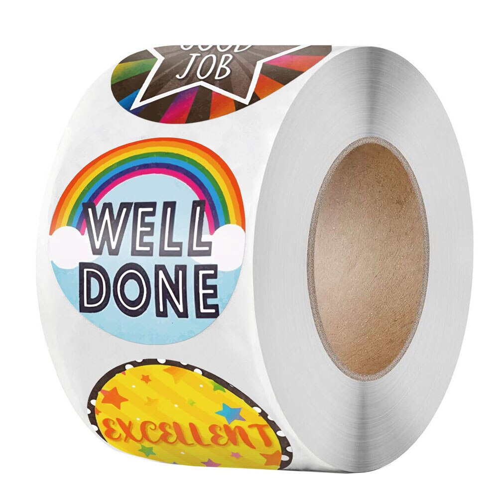 500 Pcs "Well done" Reward Stickers for kids boy girl classic toys School Teacher student Encouragement Motivational Stickers