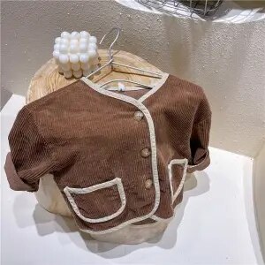 Vidmid Herfst Jongens En Meisjes Corduroy Jas Koreaanse Kinderen Lange Mouwen Enkele Breasted Western Style Leisure Jas P5360: 1 / 18m