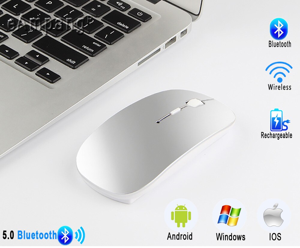 2.4G Wireless Mouse for Huawei T10 10s Matepad 10.4 Pro 10.8 Mediapad T5 M5 lite10 M6 10.8 Tablet Rechargeable Mouse: Silver