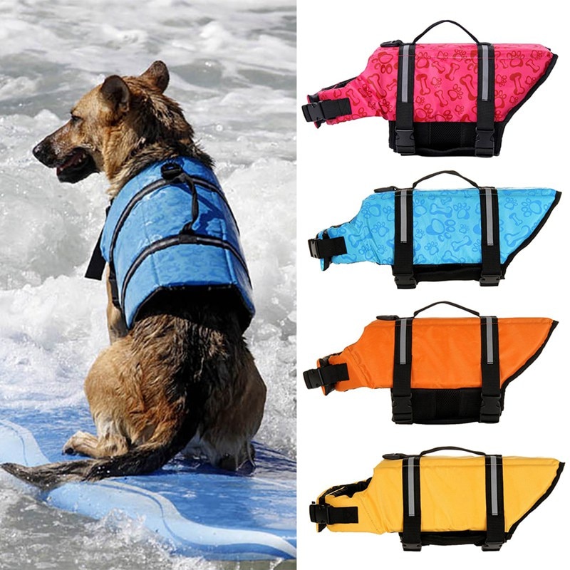 Pet Dog Life Jacket Bones Patterns Safety Clothes Life Vest Harness Saver Pet Dog Swimming Preserver Clothes Summer Swimwer