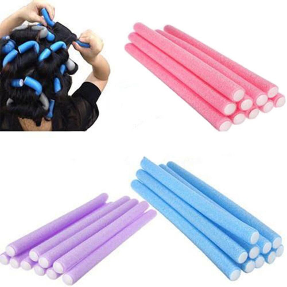 10 stk mini blød skum curler makers gummi curler skum bøjet twist medium krøller stick gør-det-selv hårstyling værktøj farve tilfældig