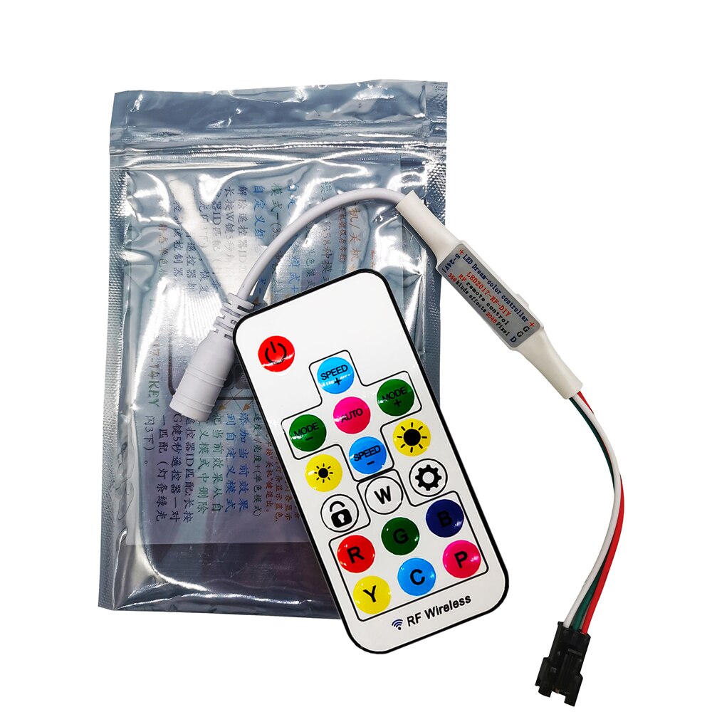 17Keys USB RF Remote Wireless Controller For IndividuaIIy Addressable WS2811/WS2812/WS2813/WS2815/SK6812 Strip Lights Connector