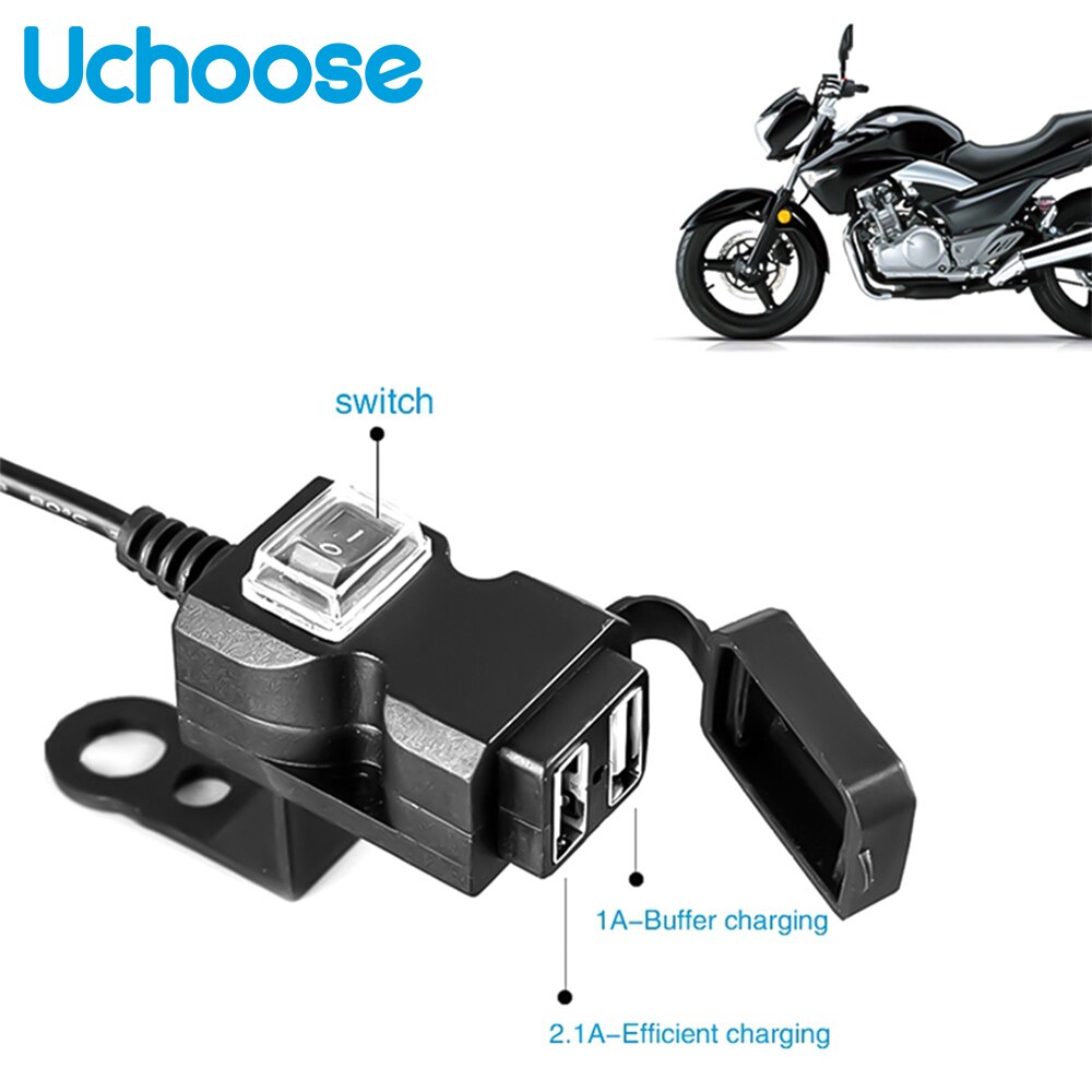 Dual usb oplader motorcykel vandtæt motorcykel styr cargador usb moto 1a/2.1a adapter strømforsyning stikkontakt telefon mobil