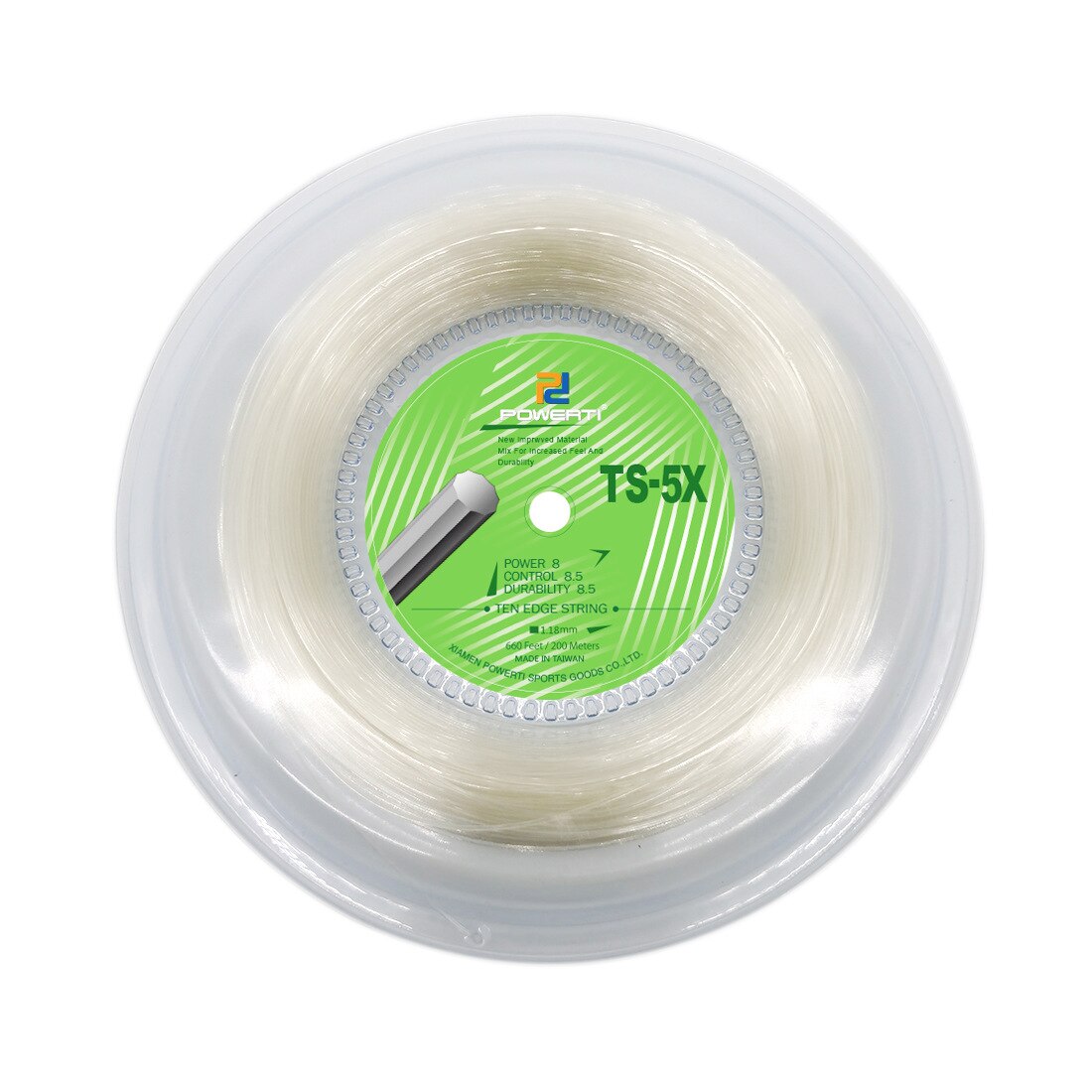 Powerti 1.18Mm Tien Rand Harde Draad Tennisracket String 200M Reel Tennis String Cycloon TX-5