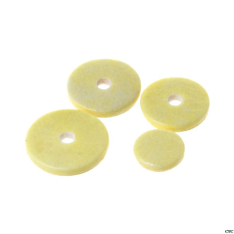Almohadilla de cuero para flauta, almohadillas de viento de madera para música, accesorio de instrumento amarillo de reparación, 16 Uds.