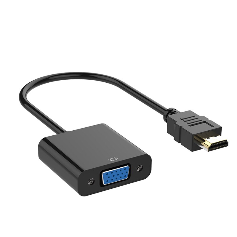 Hdmi-Compatibel Naar Vga Kabel Converter Hdmi Male Naar Vga Famale Converter Adapter Digitale Analoge Hd 1080P Voor pc Laptop Tablet: Black