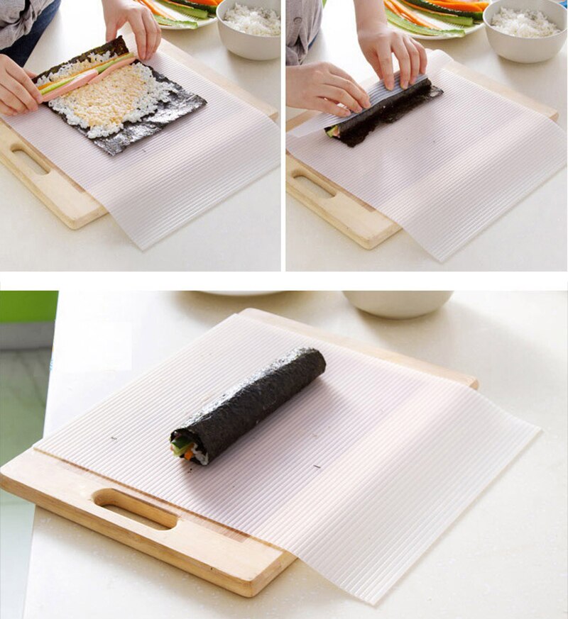 Diy silikoni sushi rulla matot uudelleenkäytettävä sushi rulla muotti matto japanilainen ruoka rullaa riisin rullauskone kakku rullatyyny