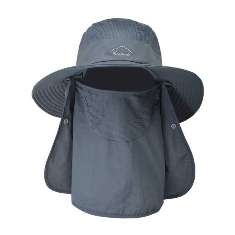 Summer Quick-drying Boonie Men Women Hat Outdoor Face Mask Wide Brim Bucket Hat Sun Protection Cap: HS
