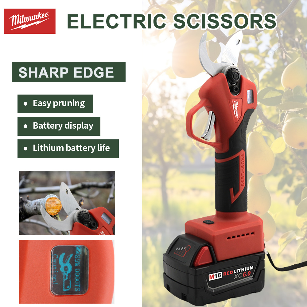 Milwaukee Elektrische Schaar LED Display Schaar Elektrisch Trimmen Fruitbomen Tuinieren Bonsai Elektrisch Gereedschap Voor 18V Batterij