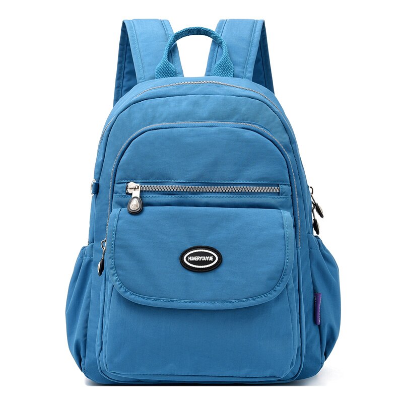 Zaino in Nylon per Le Donne di Scuola di Viaggi Borse a Spalla Multifunzione Zaino di Scuola di Nylon Impermeabile Zaini per Adolescenti: Blu / 28x10x37cm