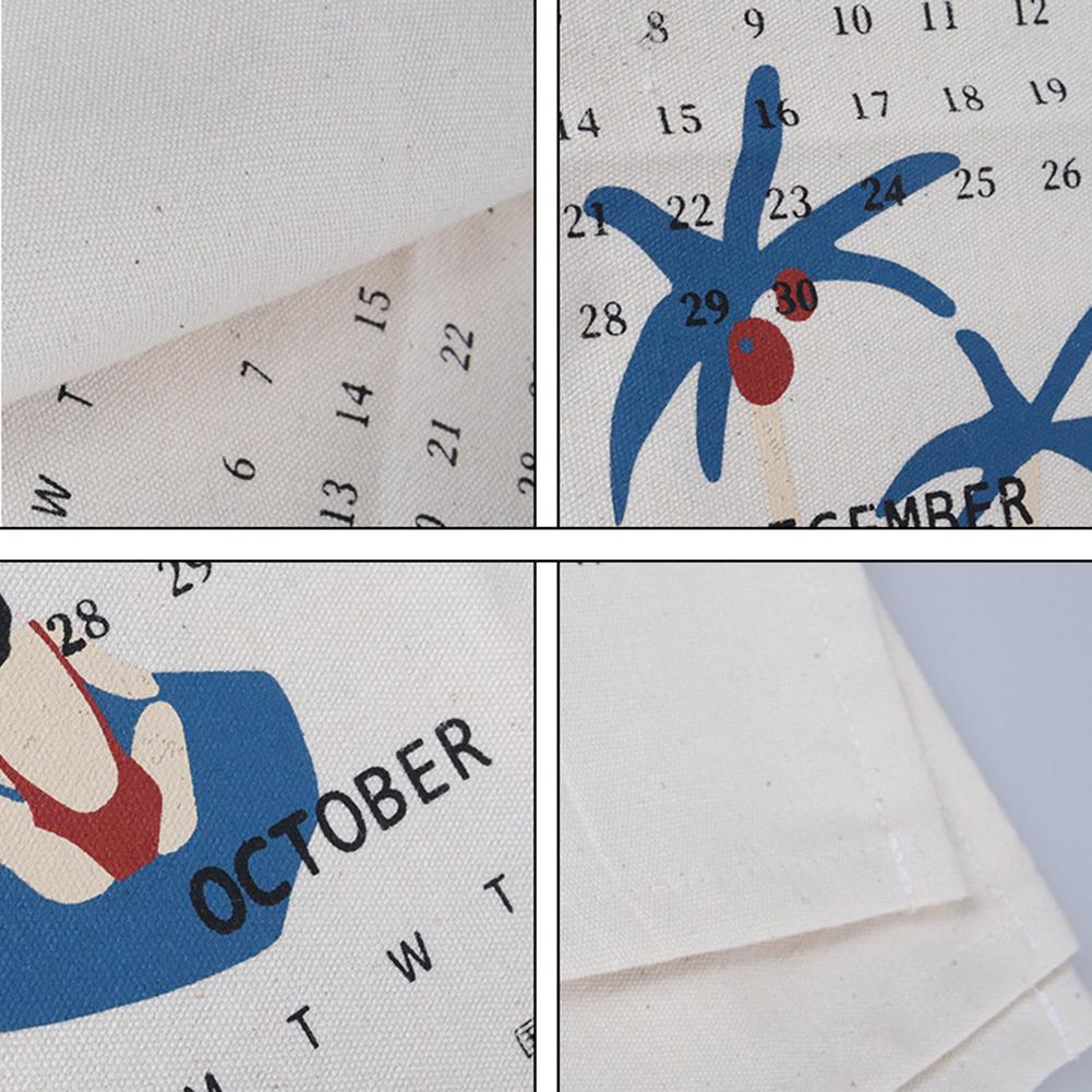 År bomull klut vegg henger kalender daglig planlegger klut trykt kalender hjemmekontor dekor