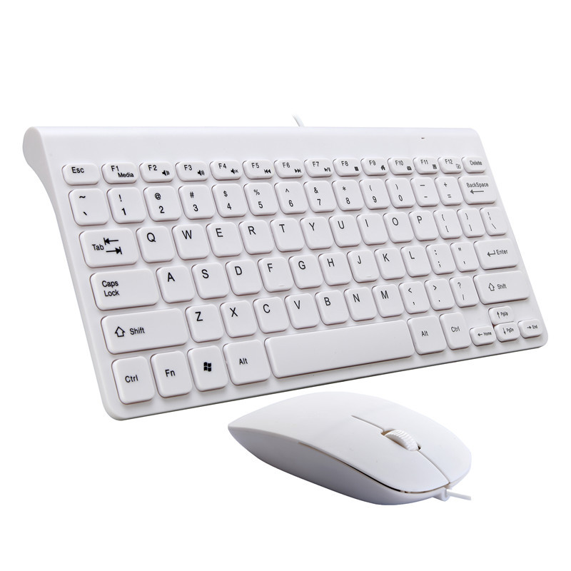 Portable Ultra-Dunne Mini Bedraad Toetsenbord Usb Waterdicht Home Office Muis Toetsenbord Combo Set Voor Pc Desktop Laptop Computer: Whitewithmouser