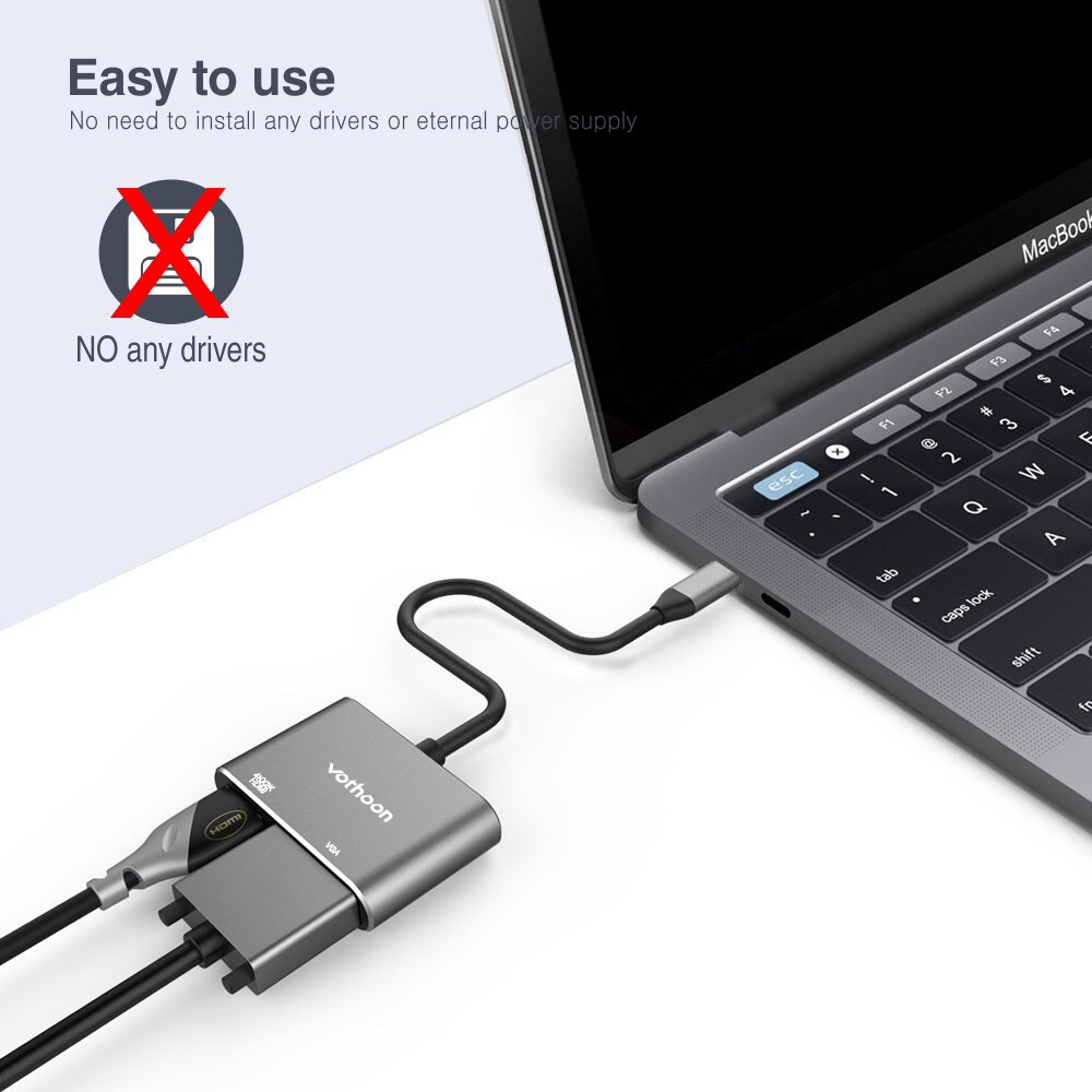 Vothoon USB Type C HUB to USB 3.0 HDMI USB HUB for MacBook Pro Air Huawei P30 Samsungs S10 S9 3 Port VGA Type C HUB