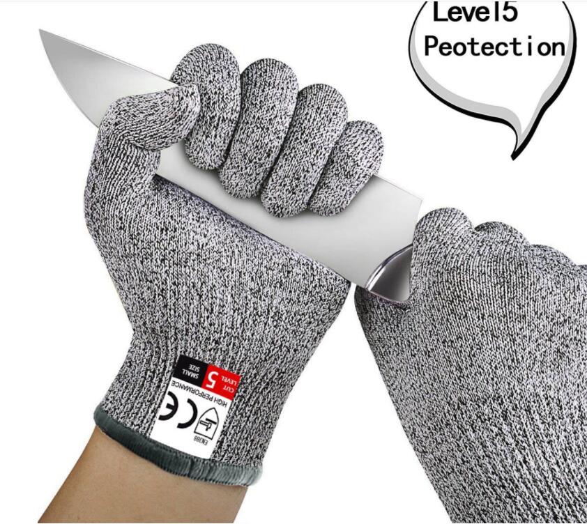 Nivå 5 skärsäkra handskar höghållfast polyeten hppe sticka kök skärsäkra handskar träbearbetning slakt doppade handskar