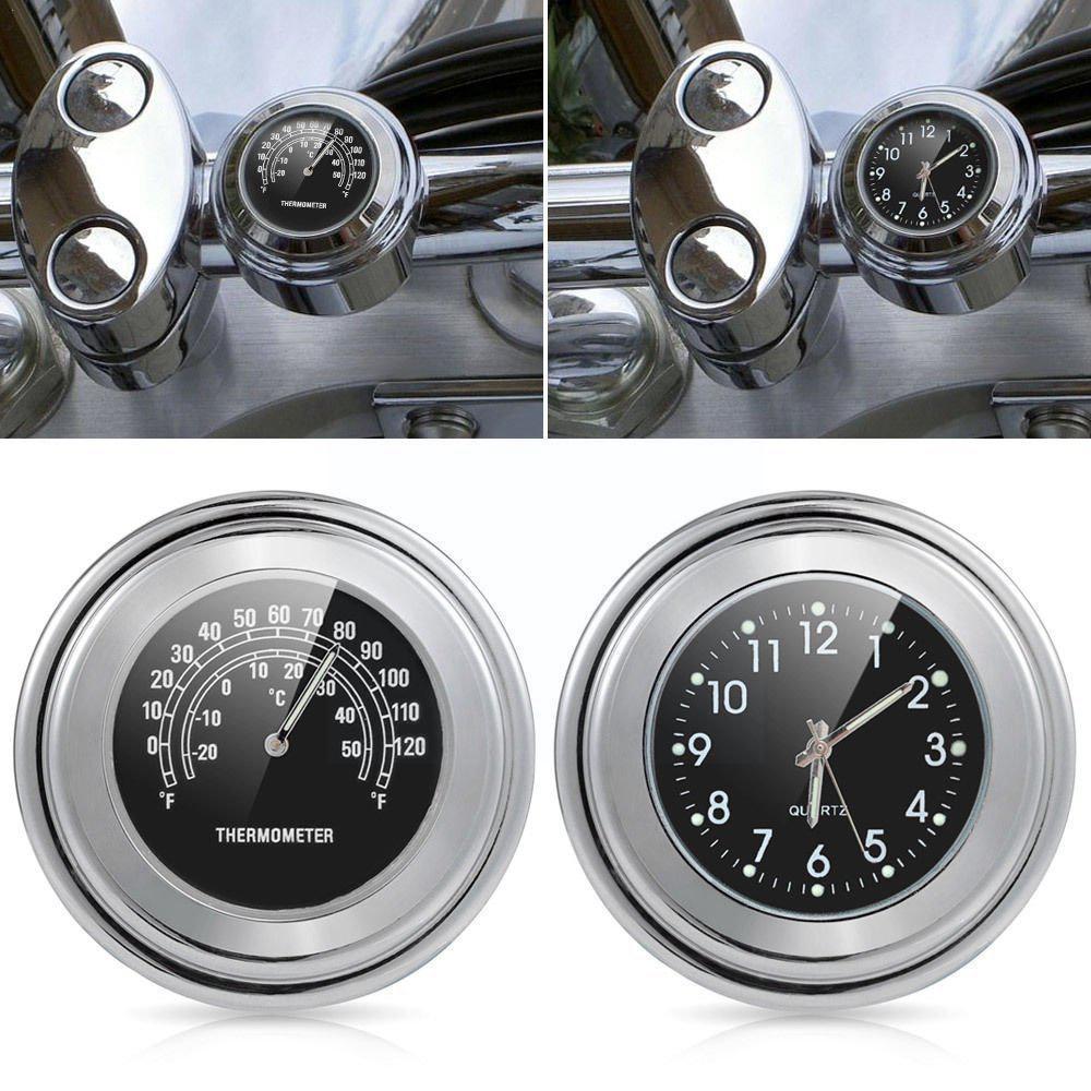 Montre de Moto avec horloge et thermomètre, 22-25MM, cadran monté sur guidon, jauge de température, pour YAMAHA Kawasaki P7W6